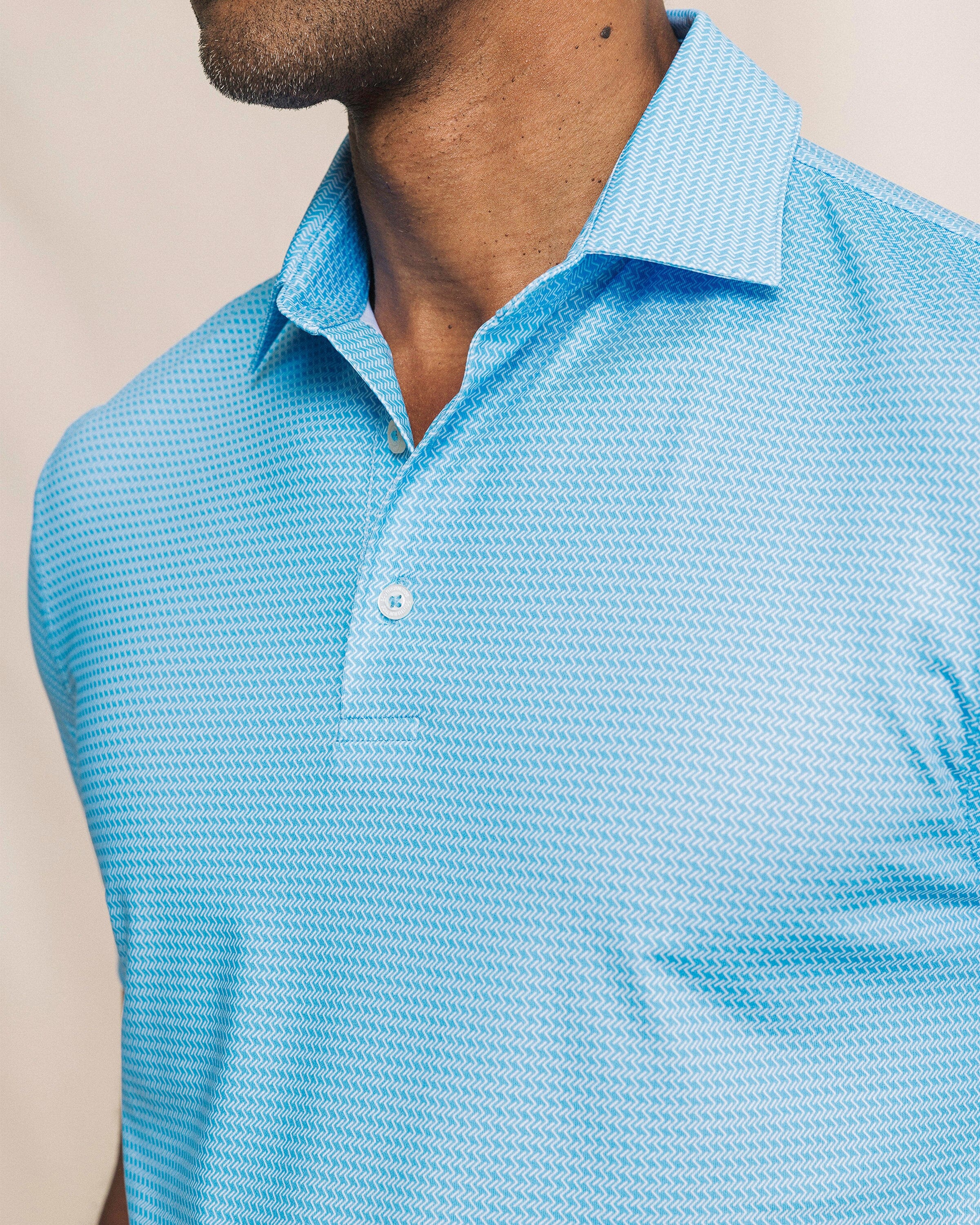 The detail view of the Southern Tide Driver Getting Ziggy With It Printed Polo by Southern Tide - Ocean Channel